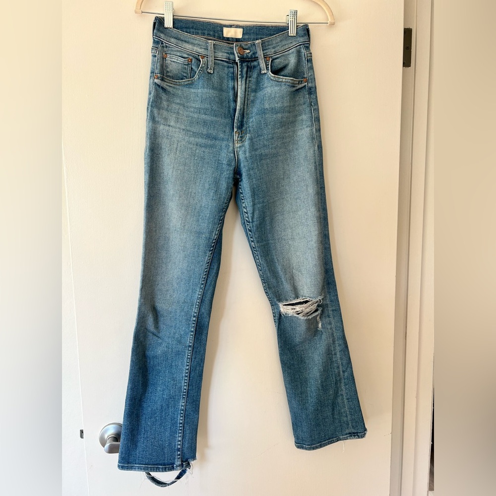 MOTHER Light Blue Distressed Denim Jeans
